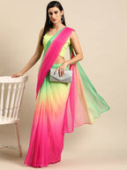 Ahalyaa Women's Traditional Semi Stitch Saree - Pink | Grocsy