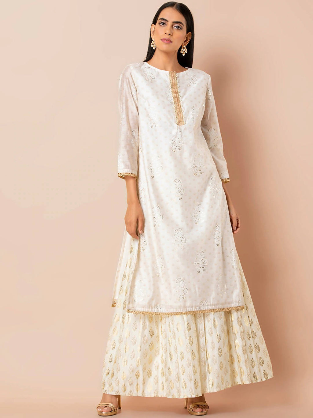 Indya White Embroidered Kurta | Grocsy