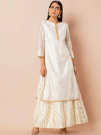 Indya White Embroidered Kurta | Grocsy