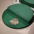 Kundan Chand Maang Tikka with Pearl Drops - Ruby Raang | Grocsy