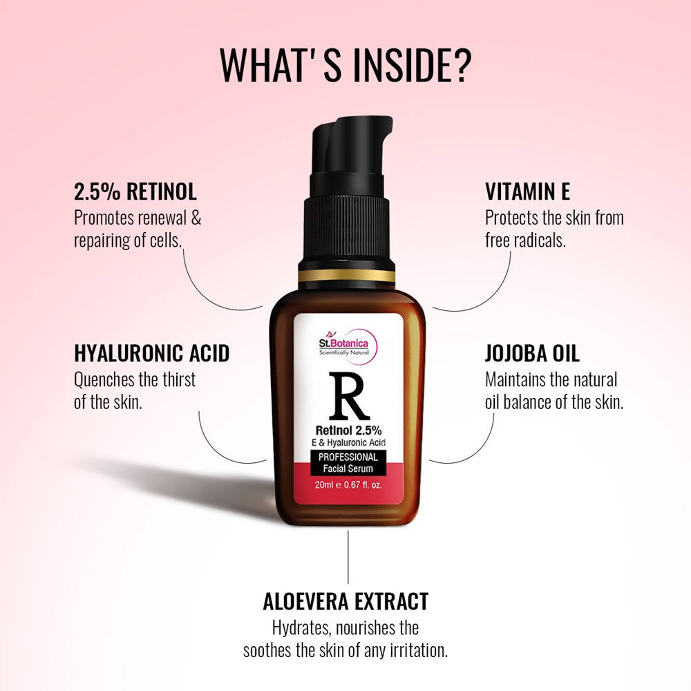 St.Botanica Retinol 2.5% E & Hyaluronic Acid Professional Facial Serum | Grocsy