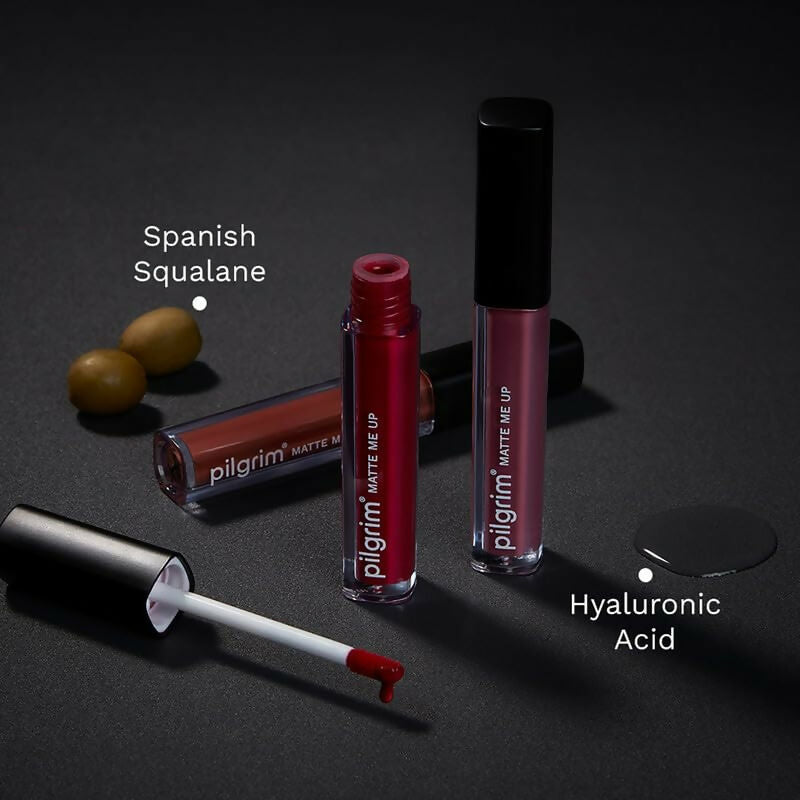 Pilgrim Liquid Matte Lipstick with Hyaluronic Acid - Flirty Rose | Grocsy