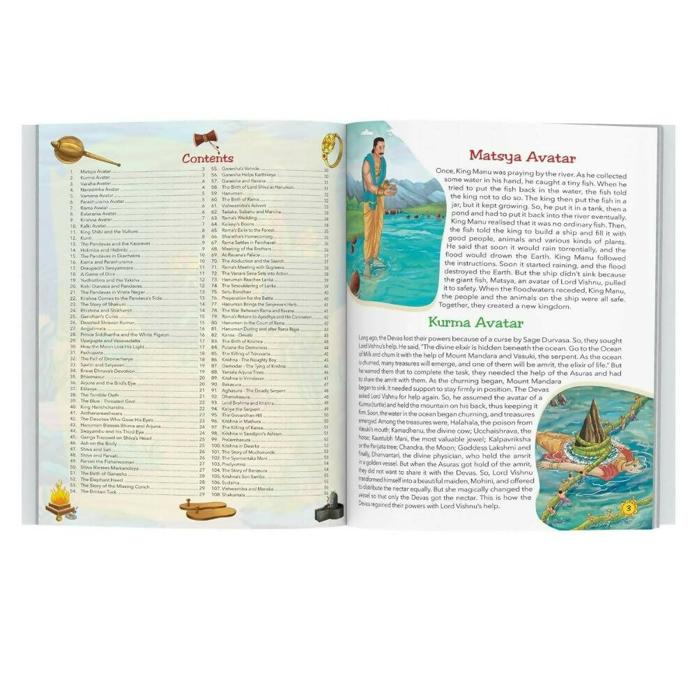 108 Indian Mythology Stories (Illustrated) - Story Book For Kids | Grocsy