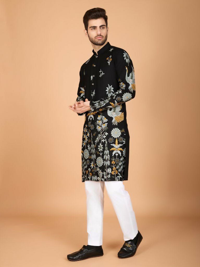 Vastranavya Exclusive Wedding Wear Viscose Rayon Thread Embroidered Work Kurta | Grocsy