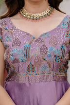 Teeya Creation Lavender Color Vichitra Silk Designer Party Wear long Gown | Grocsy