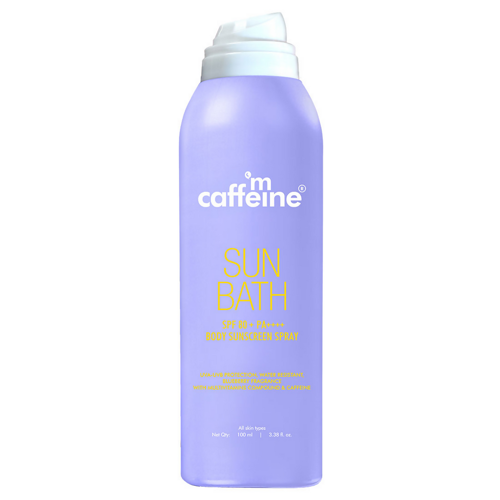 mCaffeine Sun Bath SPF 80+ PA ++++ Body Sunscreen Spray | Grocsy