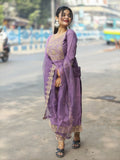 Vellora Light Lavender Silk Blend Embroidered Salwar Suit Set | Grocsy