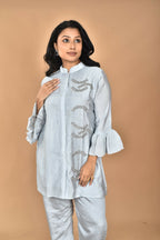 Morchari Women Hand Embroidery Co-Ords-Grey | Grocsy