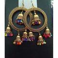 MS Fashion India Traditional Gold-Polished Latkan Ring Earrings With Jhumkas And Pearls For Weddings | Grocsy