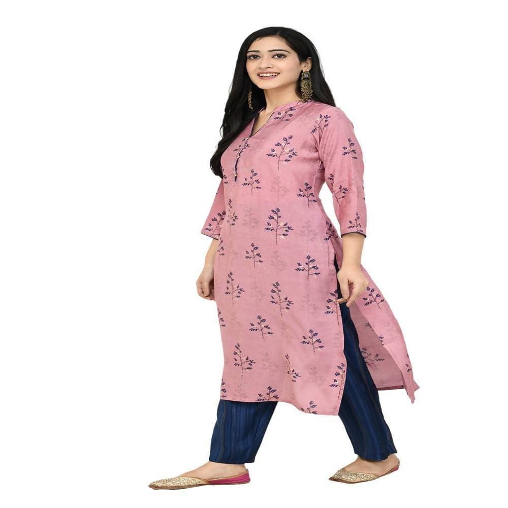 Lagi Women's Pink Printed Straight Kurta & Pant (MC41B) | Grocsy