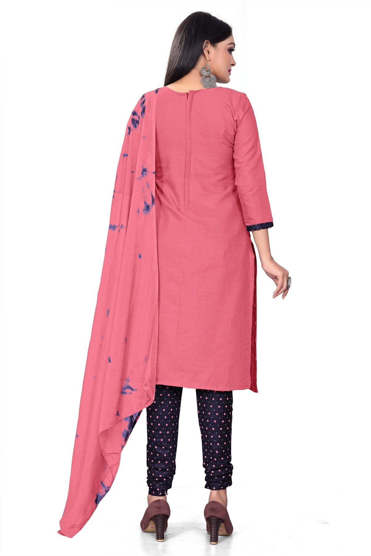 Pink Slab cotton Printed Unstitched Dress Material - Tanvi | Grocsy