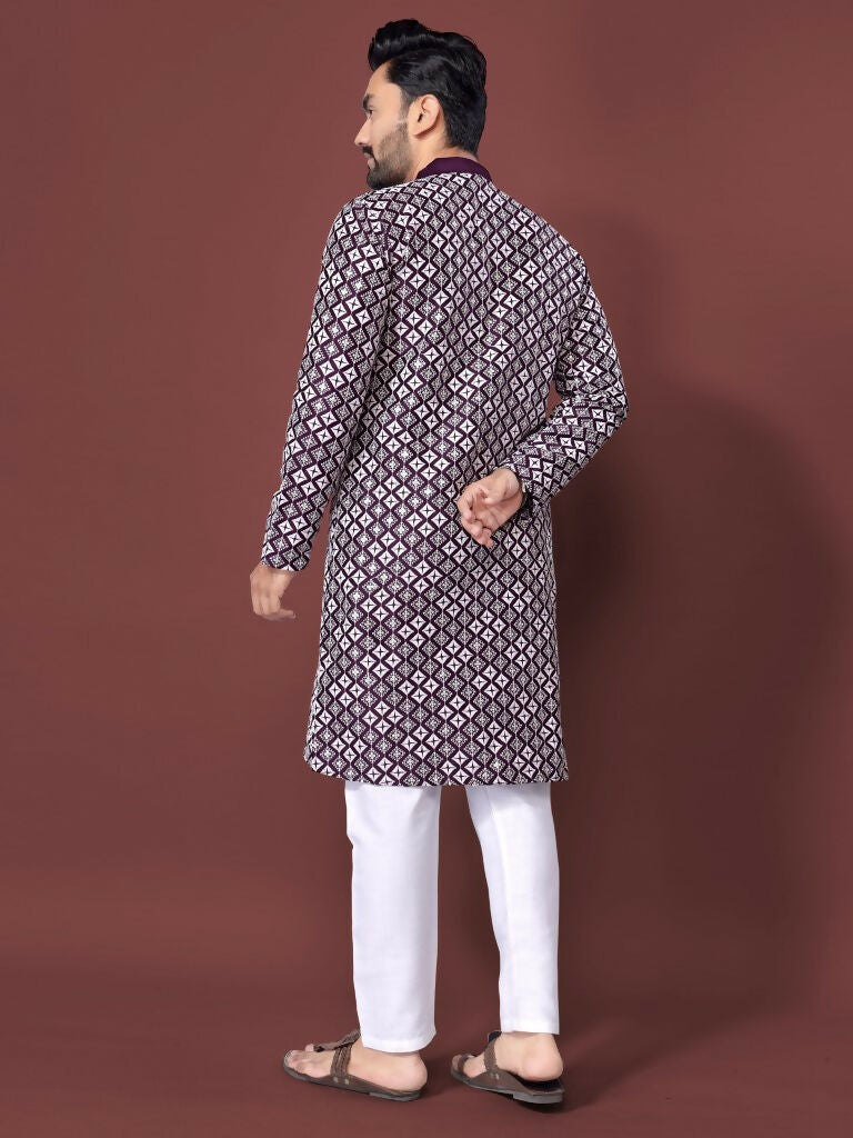Indian Men's Kurta Pajama Set for Party Wear by Infinity Export | Grocsy