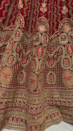 Jyoti Fashion Women's Rani Pink Velvet Multi Thread Embroidered with Zircon Diamond Wedding Lehenga Choli | Grocsy