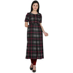 Kanoor Women's Multicolour Frock Style Round Neck Kurti | Grocsy
