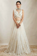 Jyoti Fashion Graceful Off White Sequence With Zari Embroidered Georgette Lehenga Choli with Dupatta | Grocsy