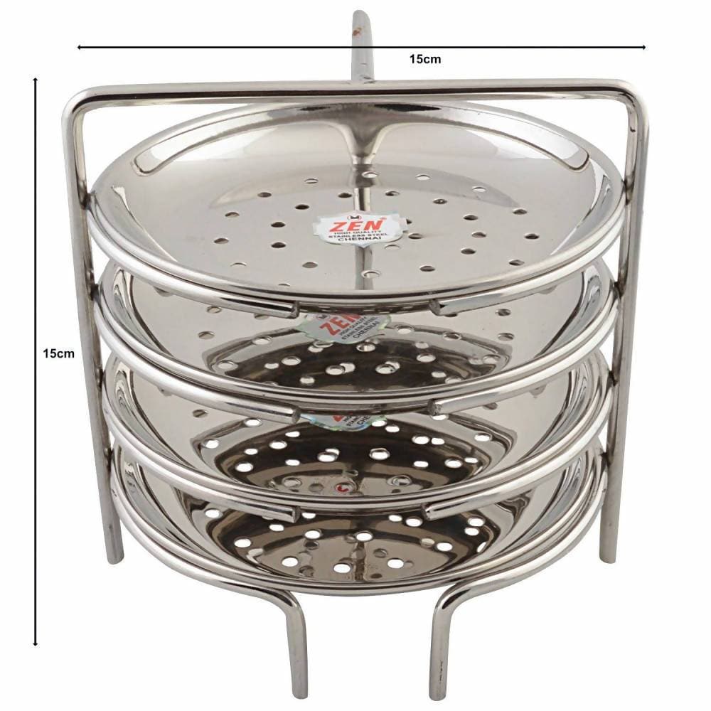 Jain Stainless Steel Small Idiappam Stand - 4 Plates | Grocsy