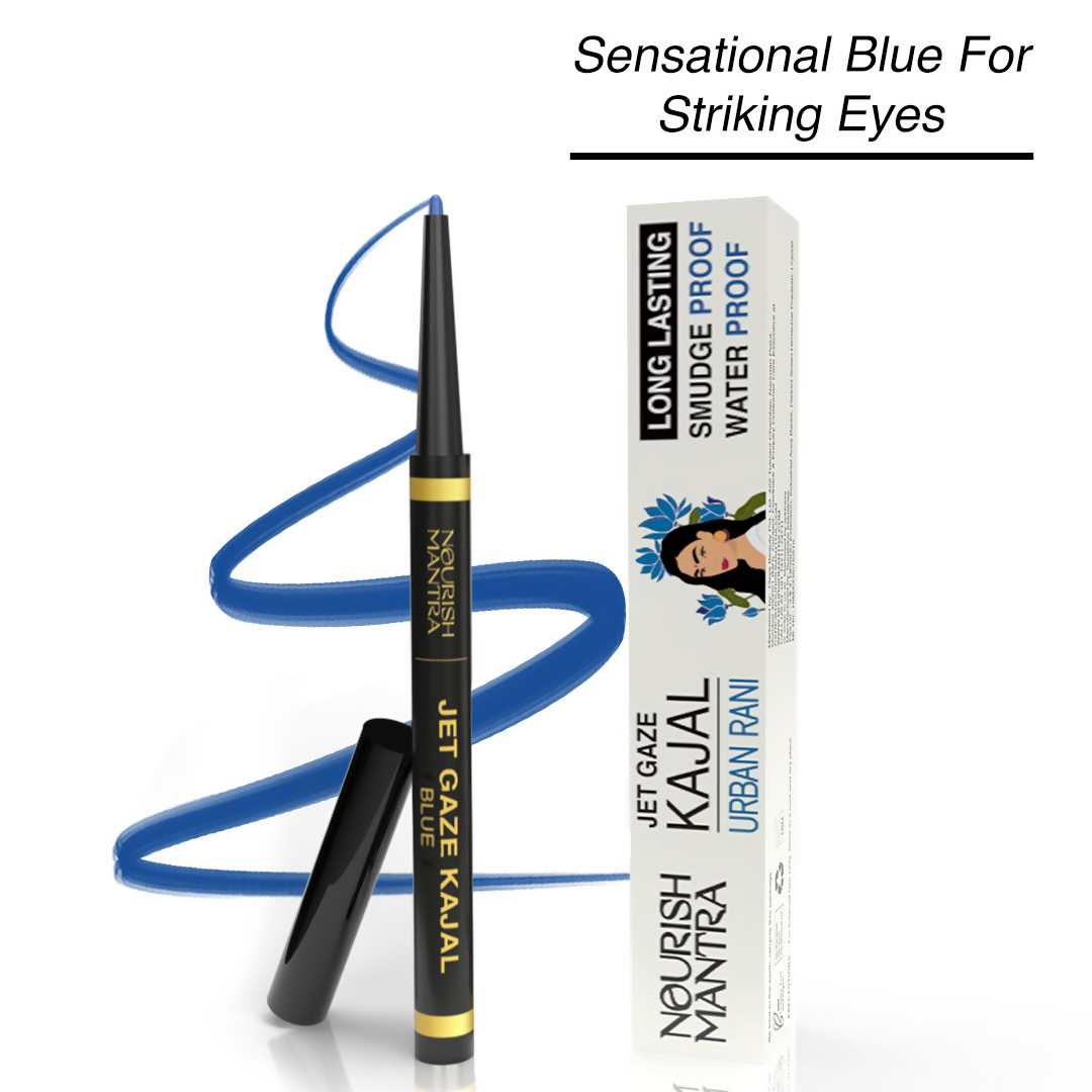 Nourish Mantra Jet Gaze Kajal Urban Rani - Blue with Almond Oil & Vitamin E | Grocsy