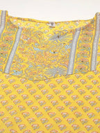Yufta Yellow and Blue printed kurta with Trouser and Dupatta | Grocsy