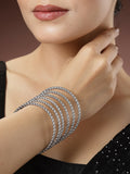 NVR Women's Set of 6 Silver-Toned German Silver Oxidised Bangles | Grocsy