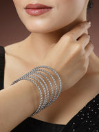 NVR Women's Set of 6 Silver-Toned German Silver Oxidised Bangles | Grocsy