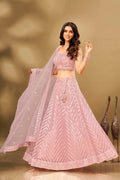 Pink Net Sequence work Lehenga Choli with Dupatta - Dhvani | Grocsy