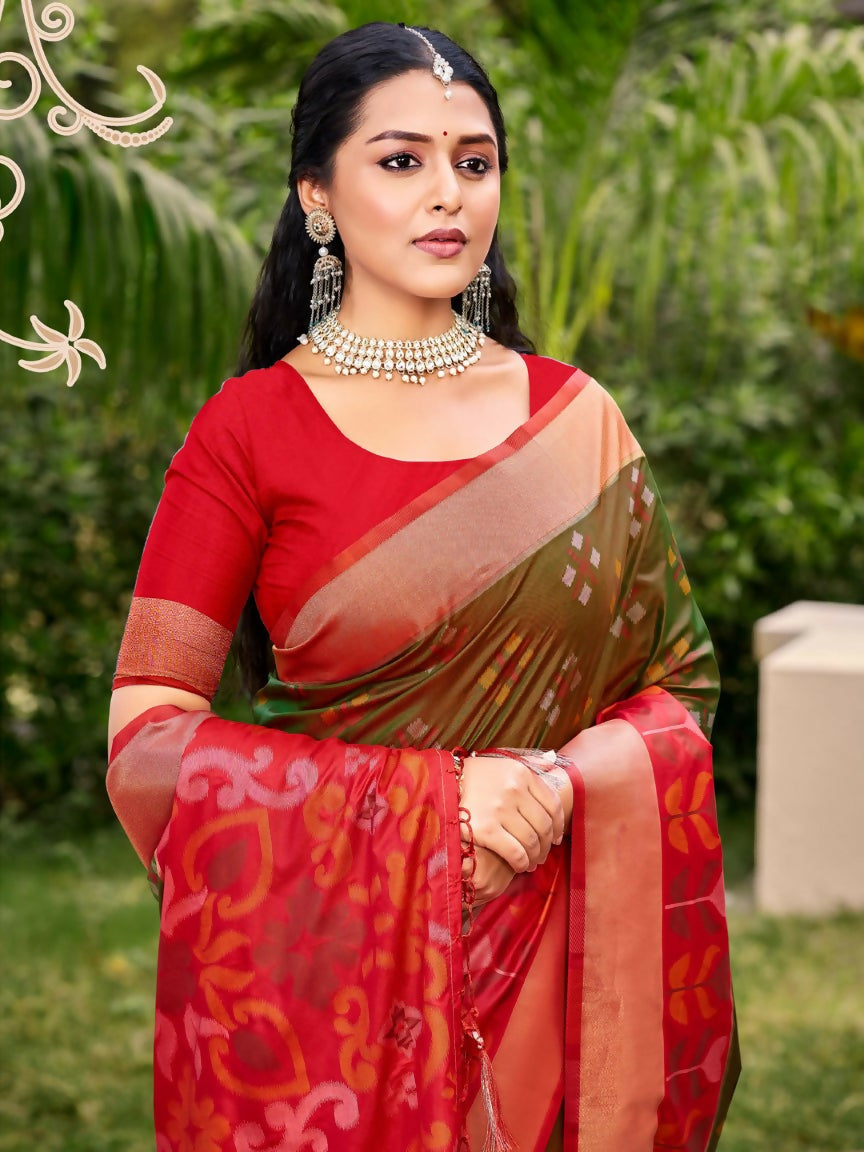 Anaita Brown Silk Saree With Blouse Piece | Grocsy