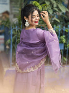 Vellora Light Lavender Silk Blend Embroidered Salwar Suit Set | Grocsy