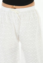 Mominos Fashion Moeza Cotton White Color Chikan Work Palazzo | Grocsy