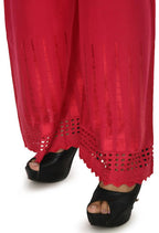 Mominos Fashion Moeza Reyon Cotton Magenta Cut Work Palazzo | Grocsy