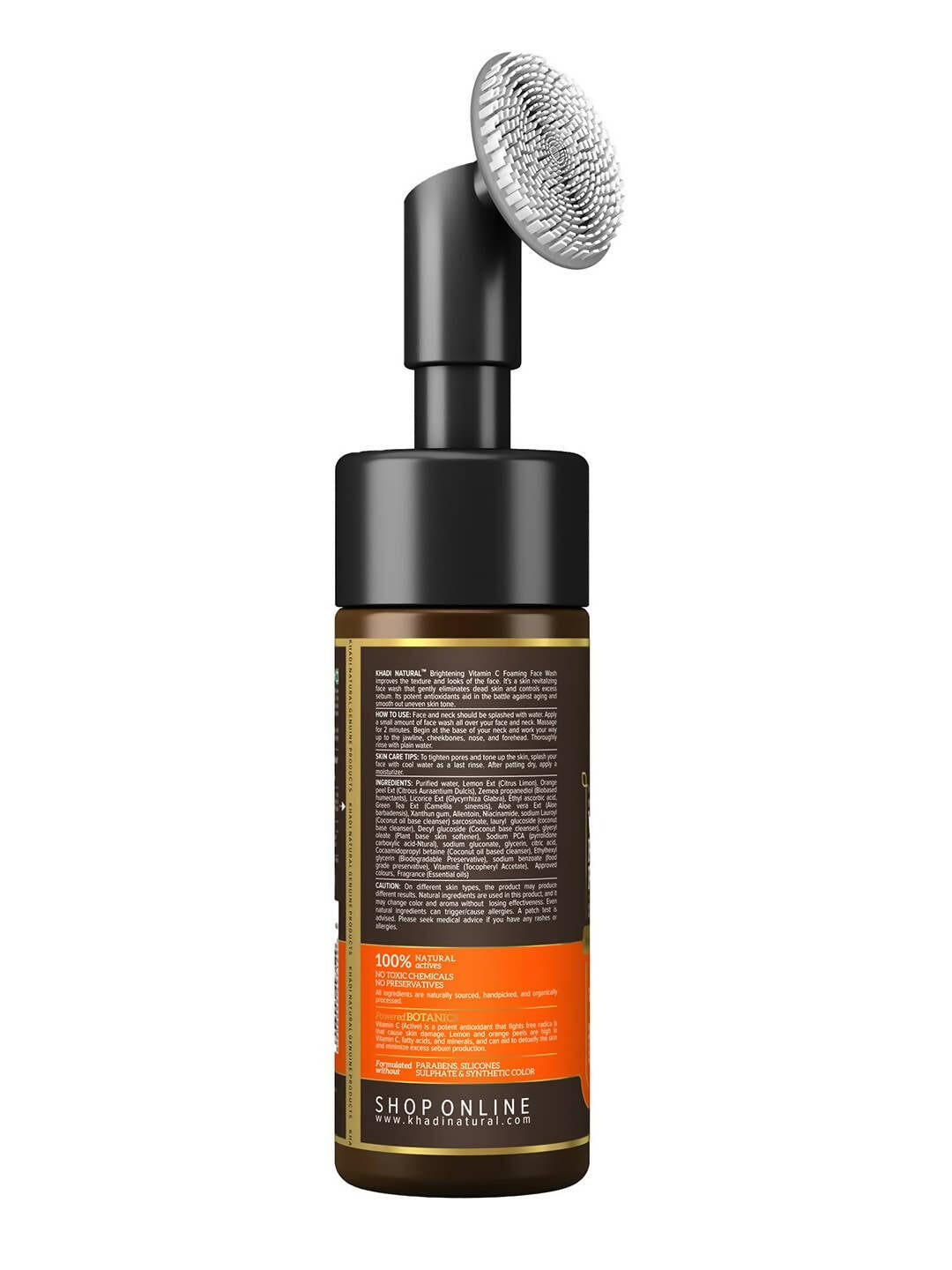 Khadi Natural Vitamin C Foaming Face Wash with In- Built Face Brush | Grocsy