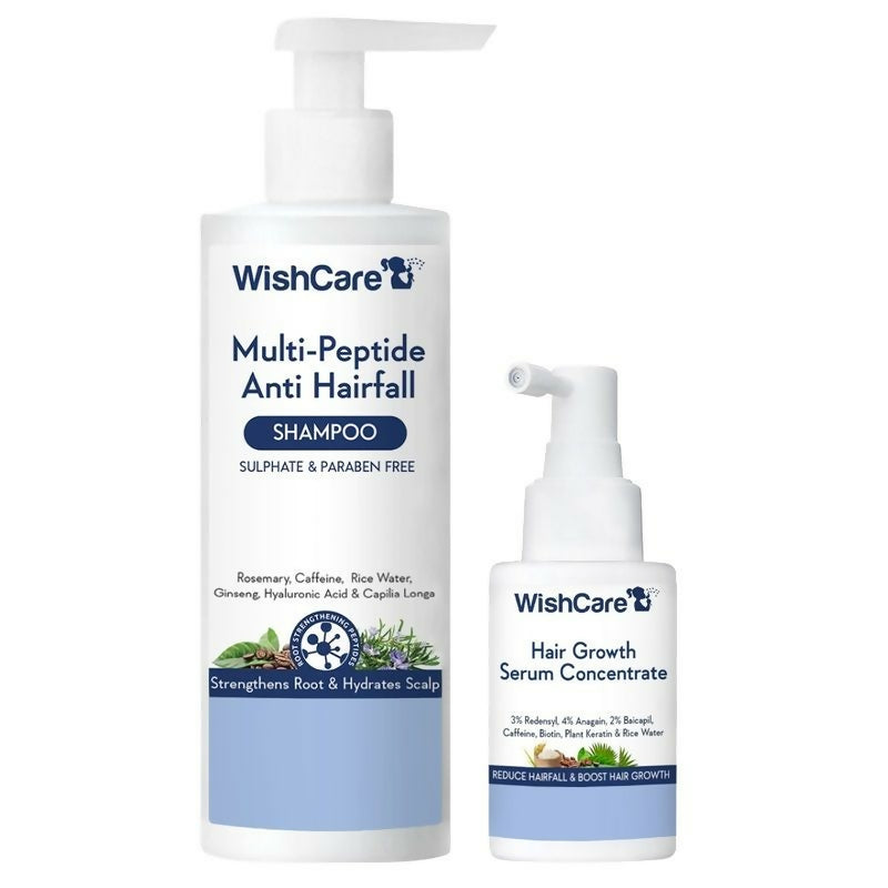 Wishcare Hair Growth Serum Concentrate + Multi Peptide Anti Hairfall Shampoo Combo | Grocsy
