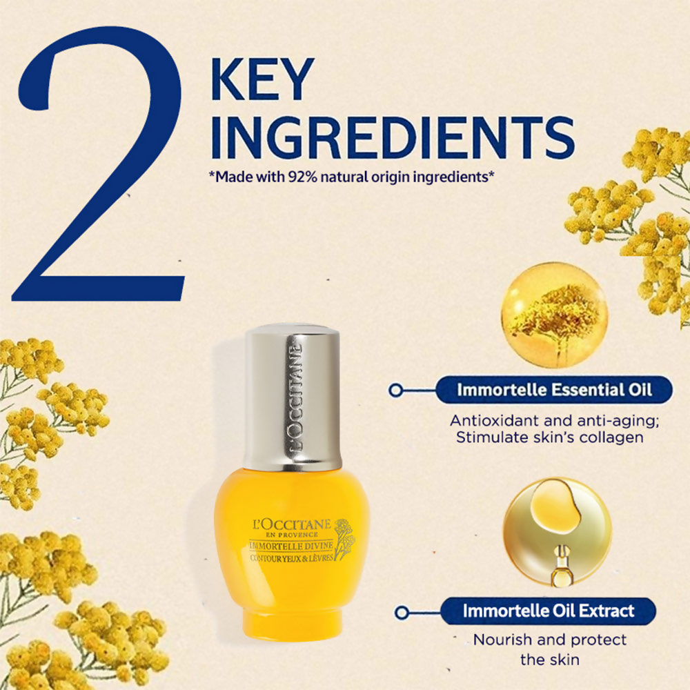 L'Occitane Immortelle Divine Anti-Aging Eye And Lip Contour | Grocsy