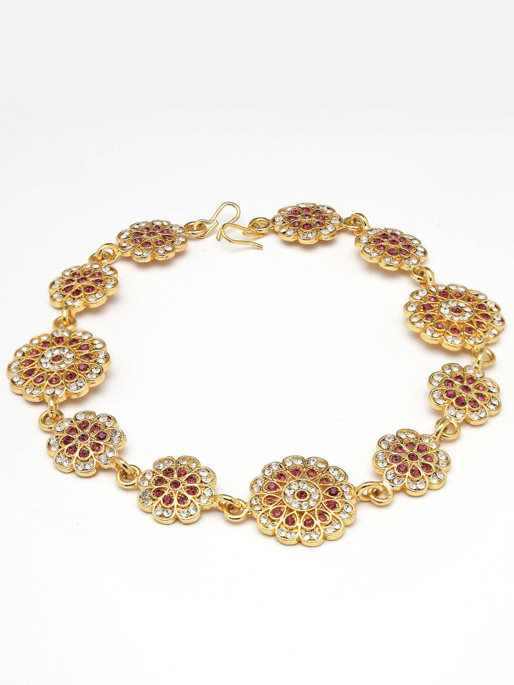 NVR Women's Gold-Polished Traditional Meenakari Stones Trending Matha Patti | Grocsy