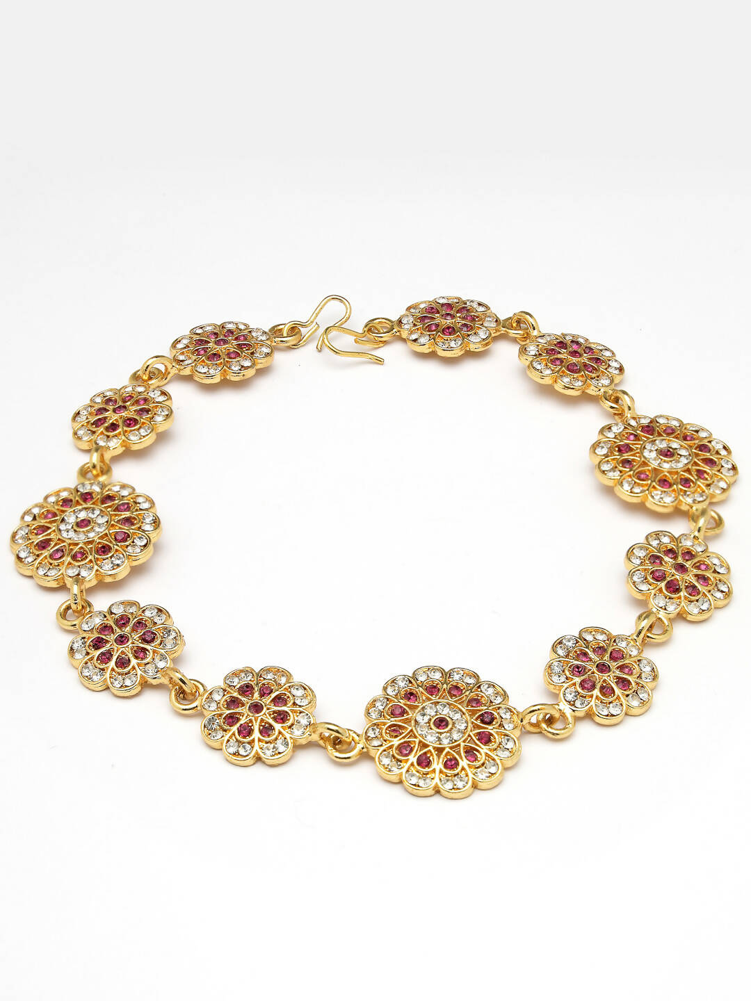 NVR Women's Gold-Polished Traditional Meenakari Stones Trending Matha Patti | Grocsy