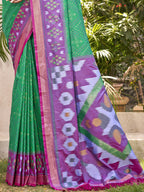 Shree Shyam Fashion Pochampalli Silk Purple Saree | Grocsy