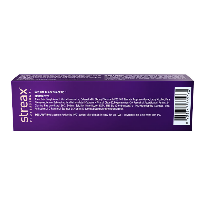 Streax Professional HueMagic Permanent Hair Colour - 1 Natural Black | Grocsy