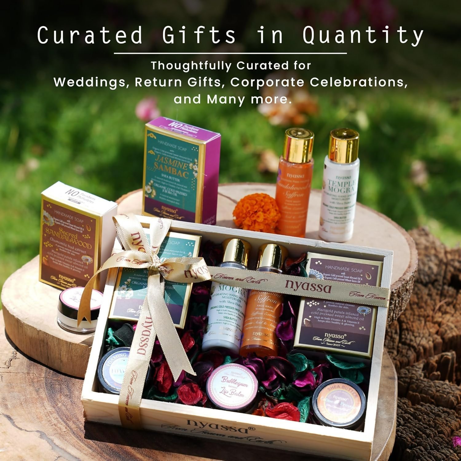 Nyassa Premium Bath and Body Treats Wooden Gift Set Kit | Grocsy