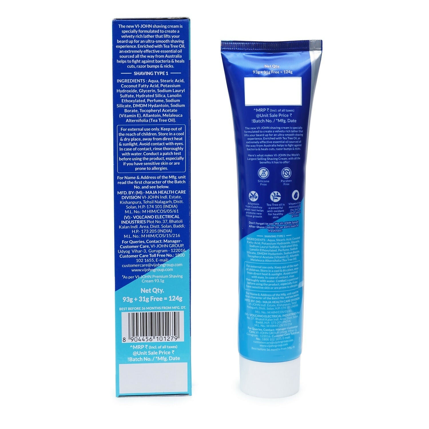 VI-JOHN Dermatologically Tested Vitamin-E enriched Anti Bacterial All Skin Type Shaving Cream | Grocsy