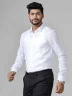 Ramraj Cotton Cotton Linen Full Sleeve White Shirt | Grocsy