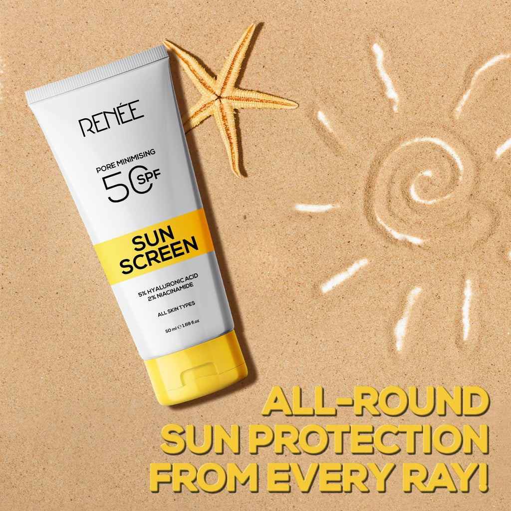 Renee Pore Minimizing Sunscreen Spf 50 With 5% Hyaluronic Acid & 2% Niacinamide For All Skins | Grocsy