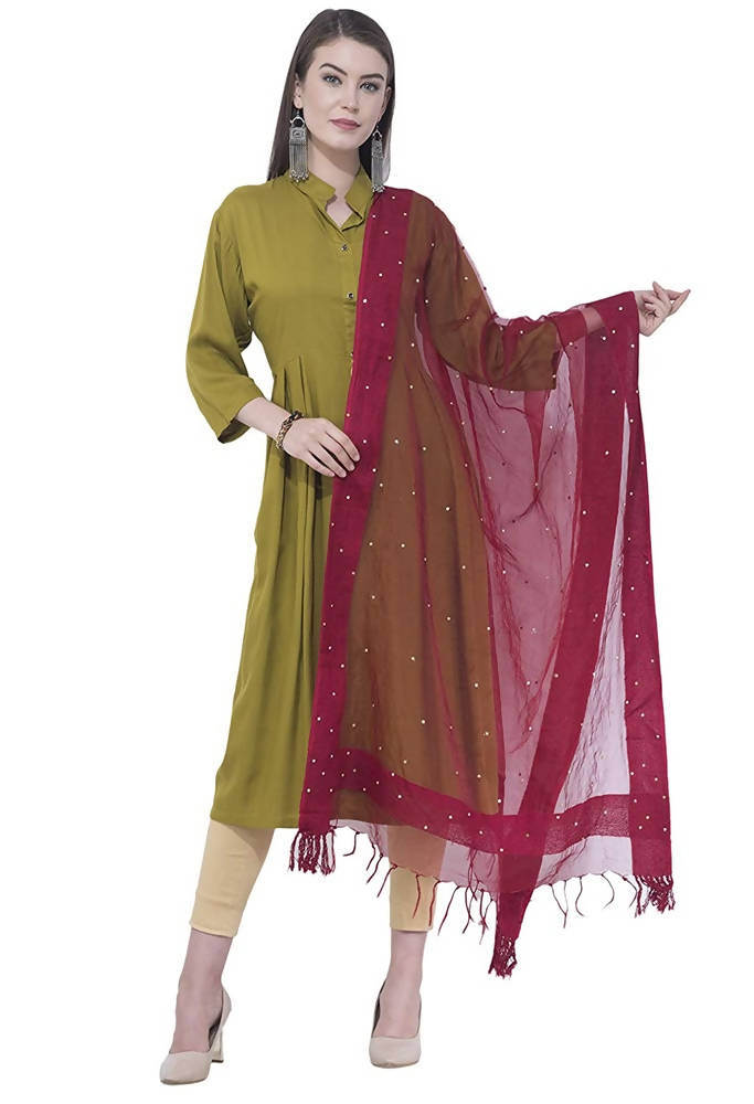 Mominos Fashion Maroon Stone Work Dupatta | Grocsy