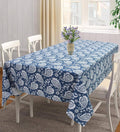 AIRWILL 100% Cotton Self Designed 4 Seater Table Cloth - Blue | Grocsy