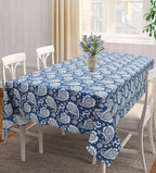 AIRWILL 100% Cotton Self Designed 4 Seater Table Cloth - Blue | Grocsy