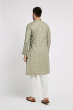 Ethnic India Blue Men's Kurta Floral Polyester | Grocsy