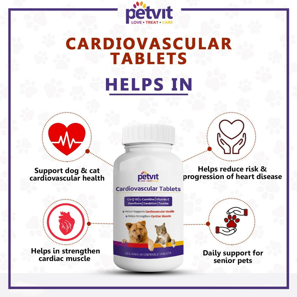 Petvit Cardiovascular Dog Supplement Tablets | Grocsy