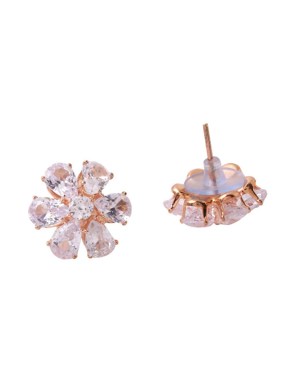 NVR Women Golden Cz Studded Studs Earrings | Grocsy