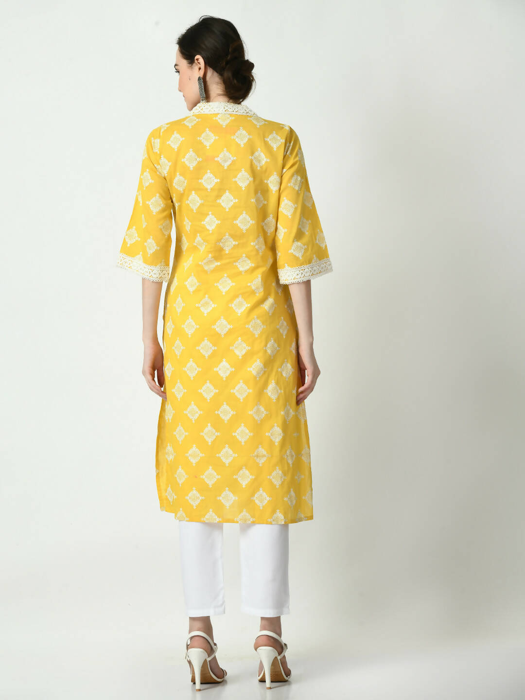 Myshka Women's Yellow Straight Kurta & Trousers | Grocsy
