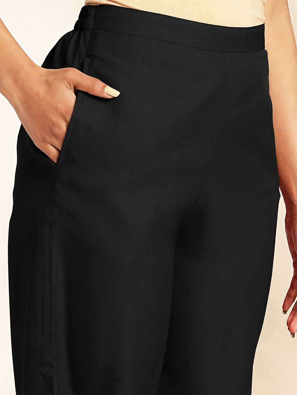 Janasya Black Crepe Solid Top,Bottom & Jacket | Grocsy