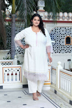 Miravan Women's Plus Size Organza Cotton Chikankari Embroidered With Purple Sequence work Jaipuri Suit Set | Grocsy