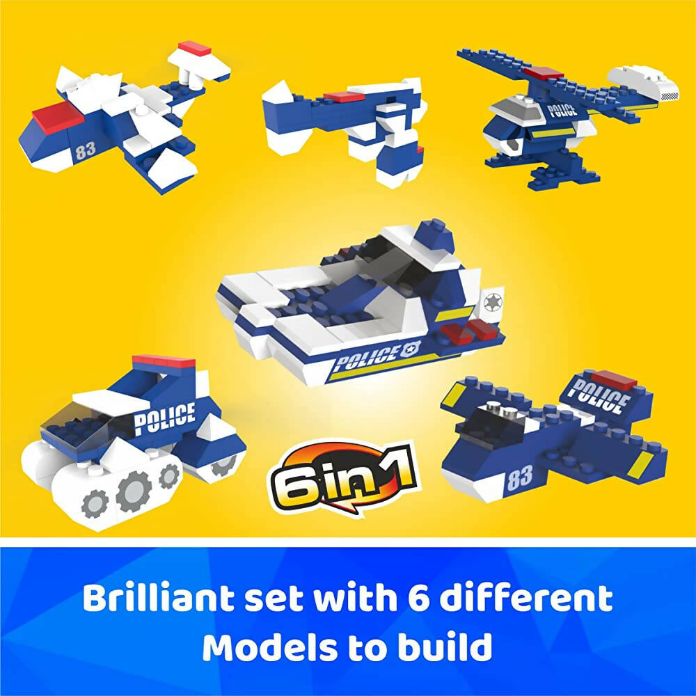 Webby 6 in 1 Police ABS Building Blocks Kit for Kids (169 Pcs) | Grocsy